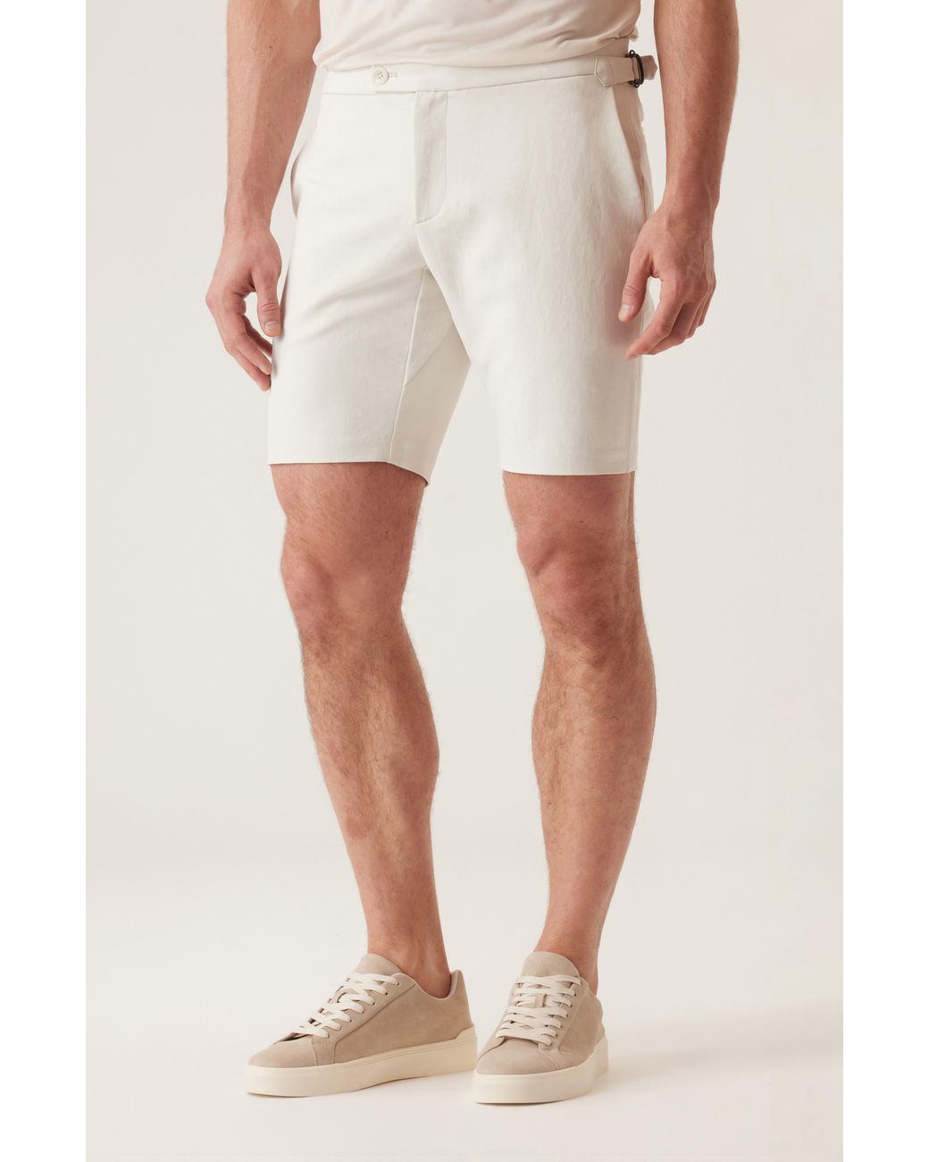 Dek White Discovery D-Ring Supernatural Sateen Bermuda Shorts for men