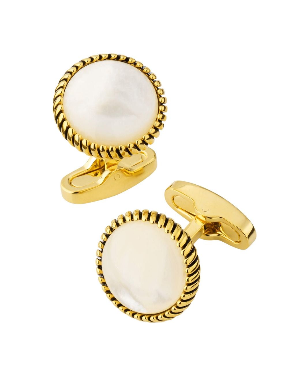 Link Up Metallic Round Cufflinks With Texture Border for men