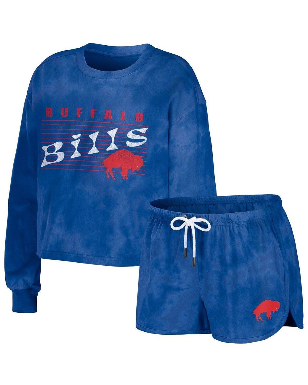 WEAR by Erin Andrews Buffalo Bills Tie-dye Cropped Pullover Sweatshirt