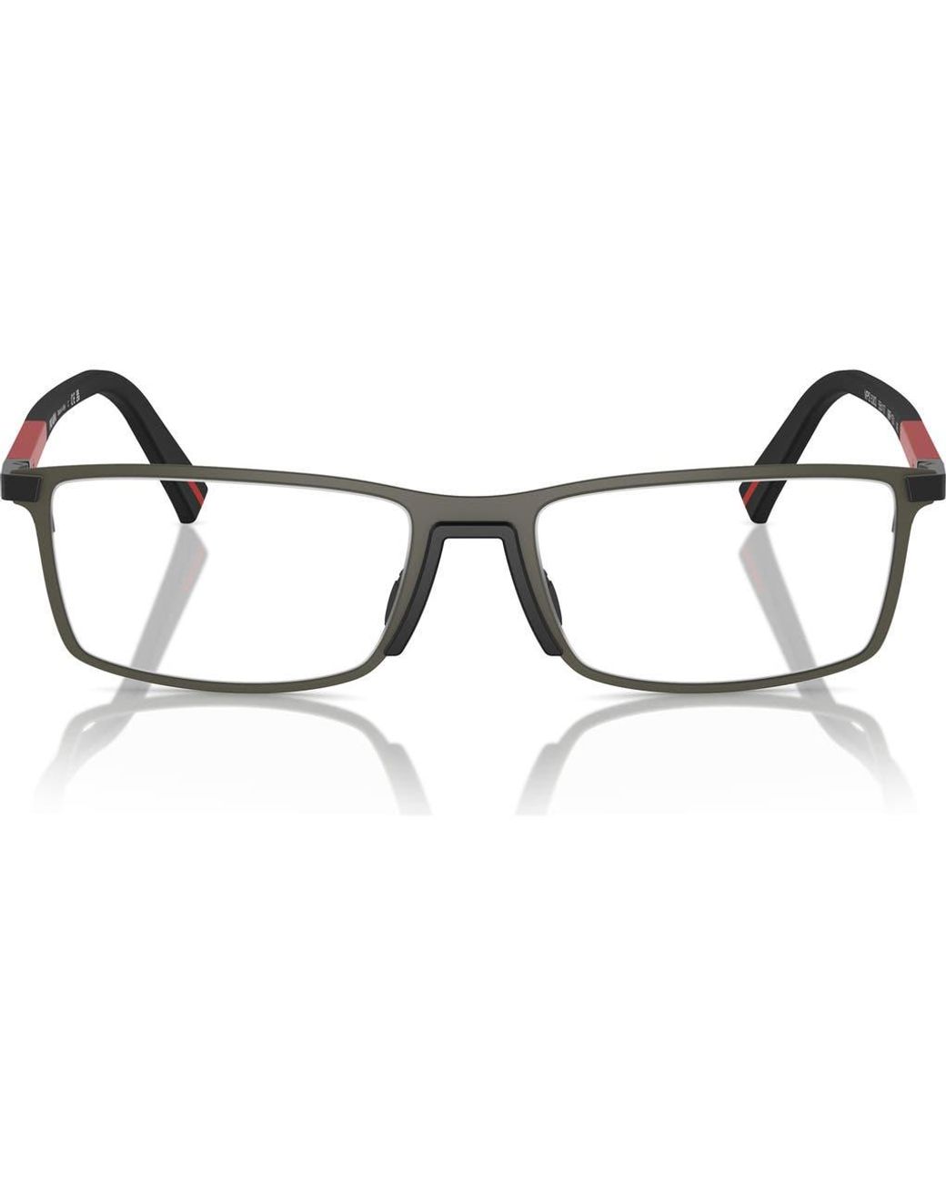 Prada Linea Rossa Brown 55Mm Rectangular Optical Glasses for men