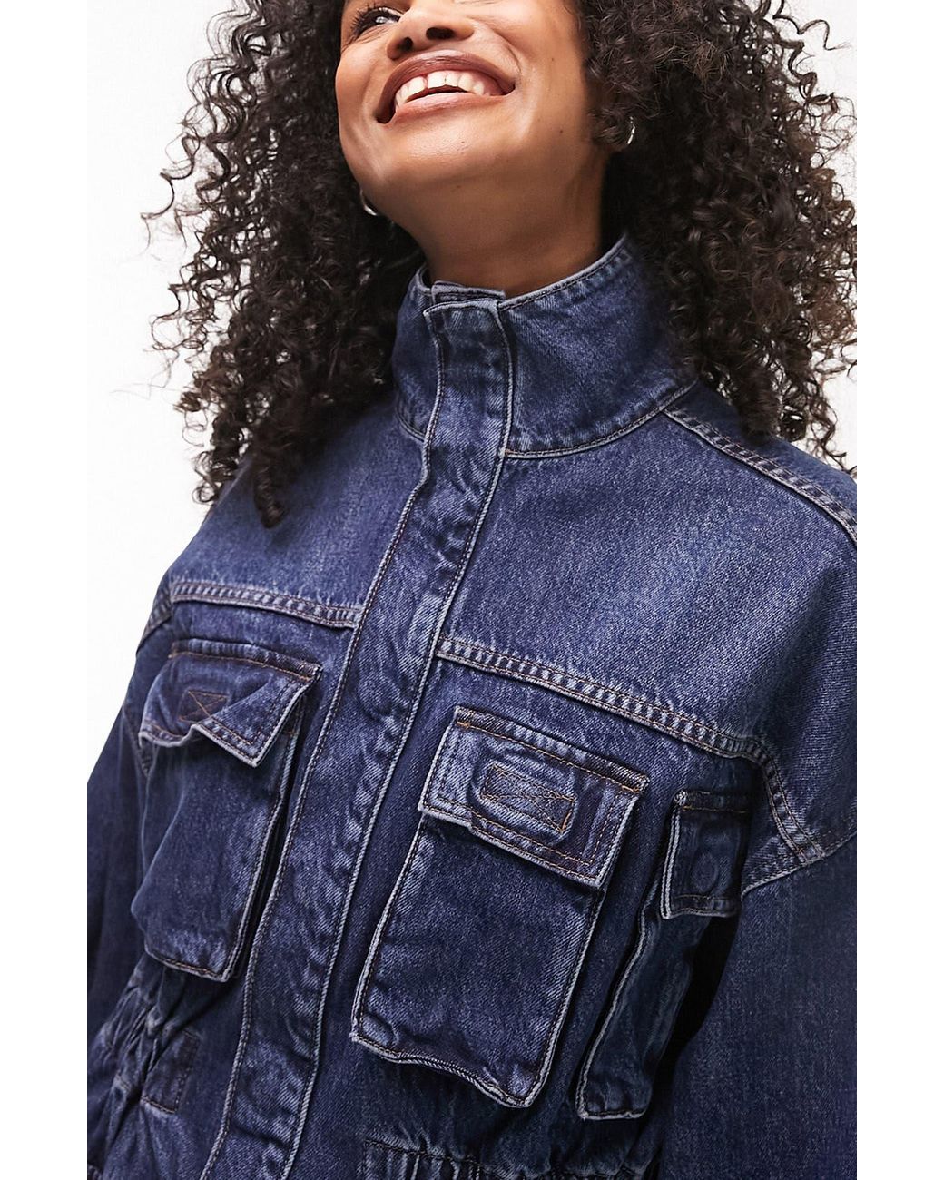 Funnel neck denim jacket Clearance