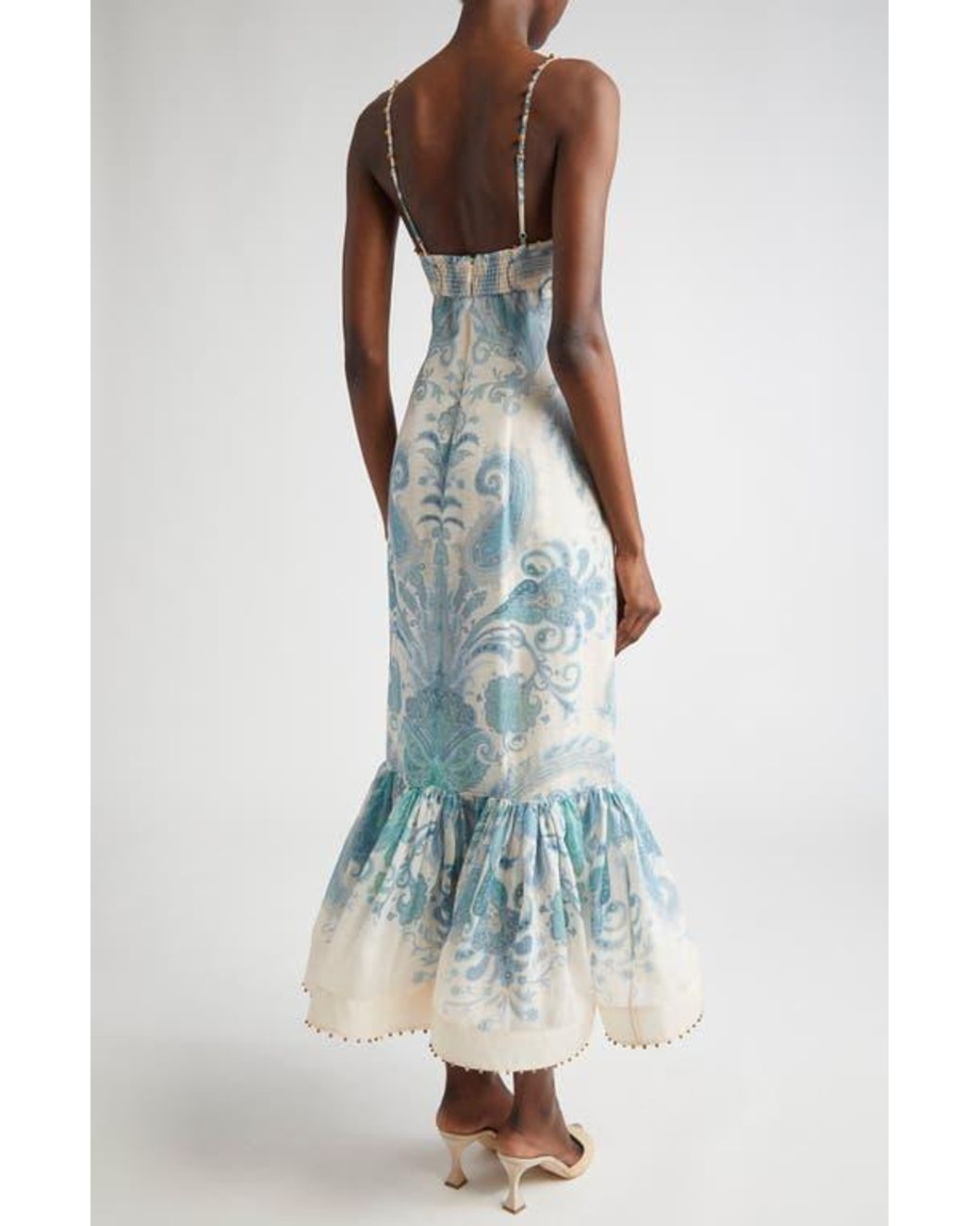 knee length dresses for ladies Zimmermann Rebellion Beaded Picnic Dress | Blue Mermaid main image 0