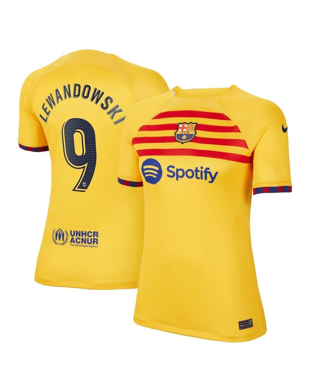 Nike Robert Lewandowski Yellow Barcelona 2022/23 Fourth Breathe Stadium