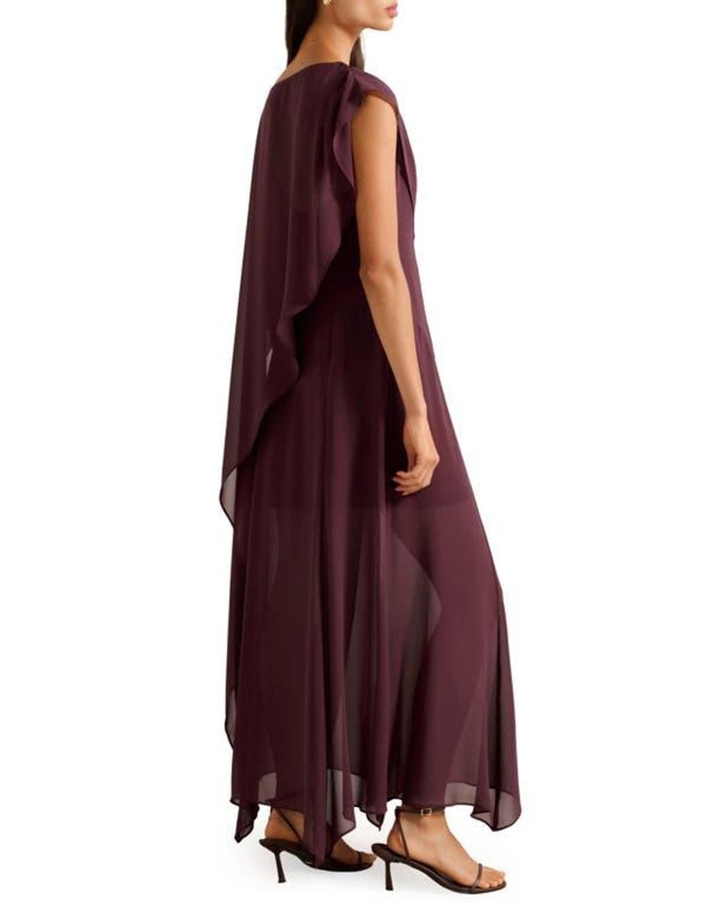 EVER NEW Honey Sheer Maxi Dress With Cape in Purple | Lyst