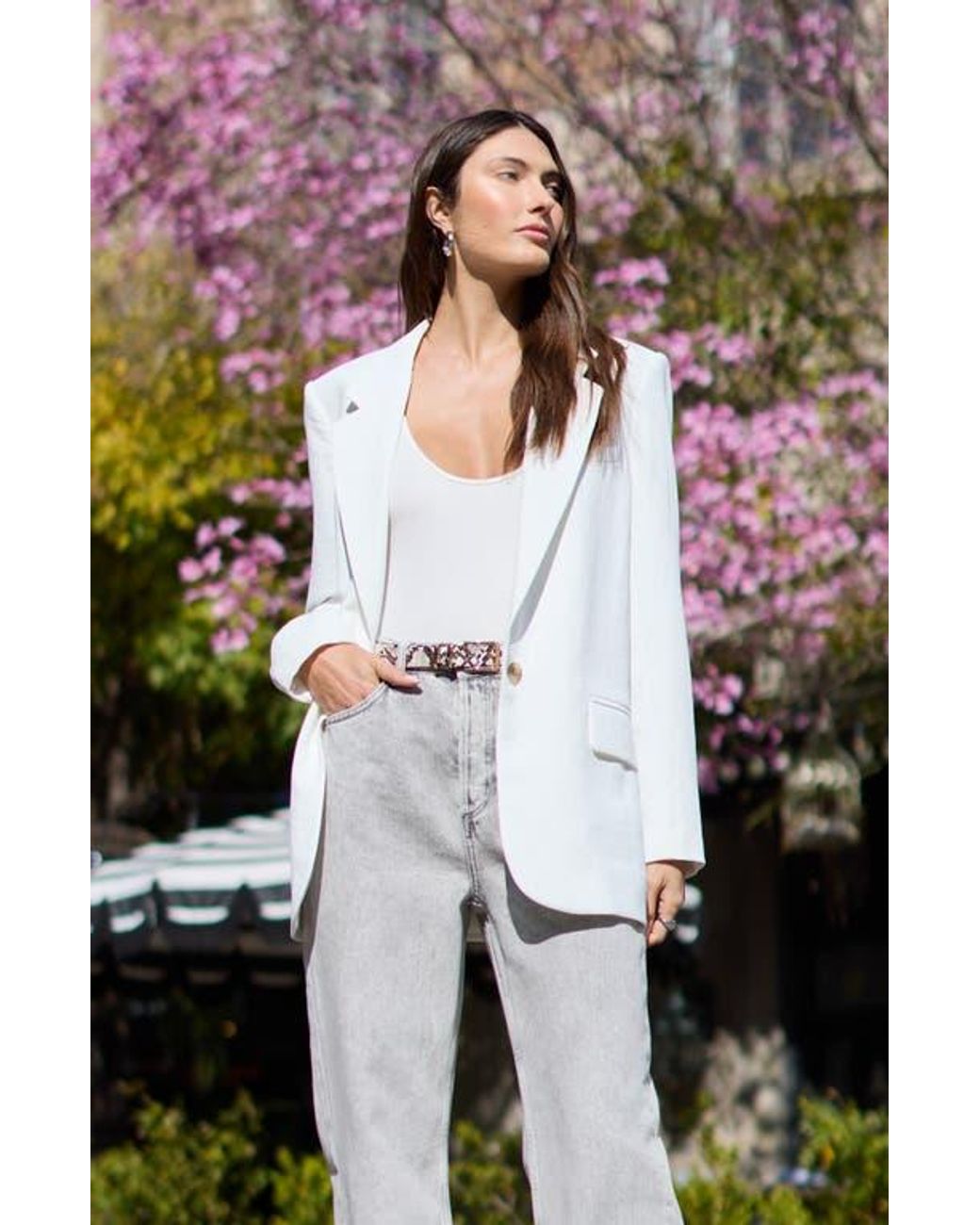 Open Edit White Curator Crepe Relaxed Blazer