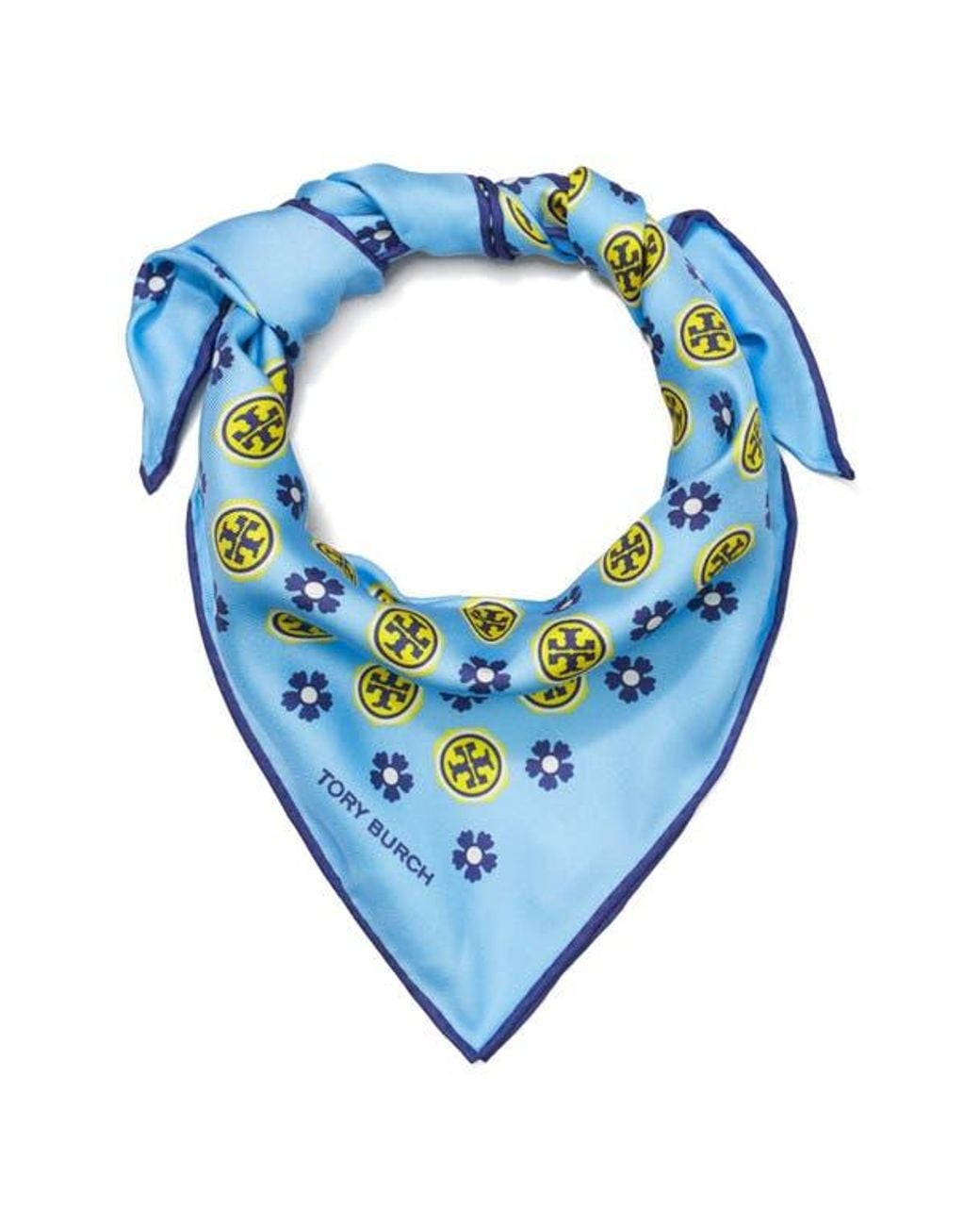 Tory Burch Blue Silk Triangle Scarf