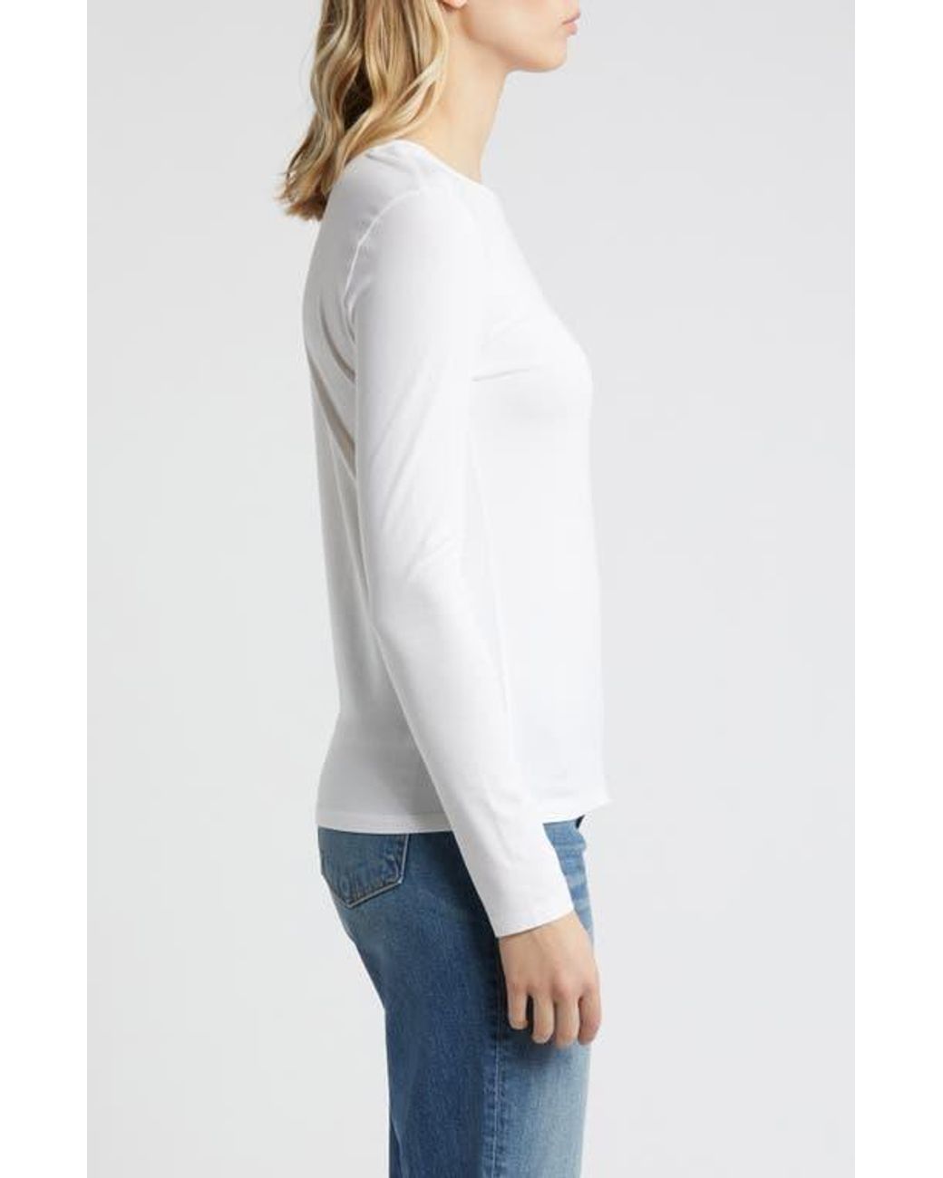 Caslon Crewneck Long Sleeve T Shirt in White Lyst