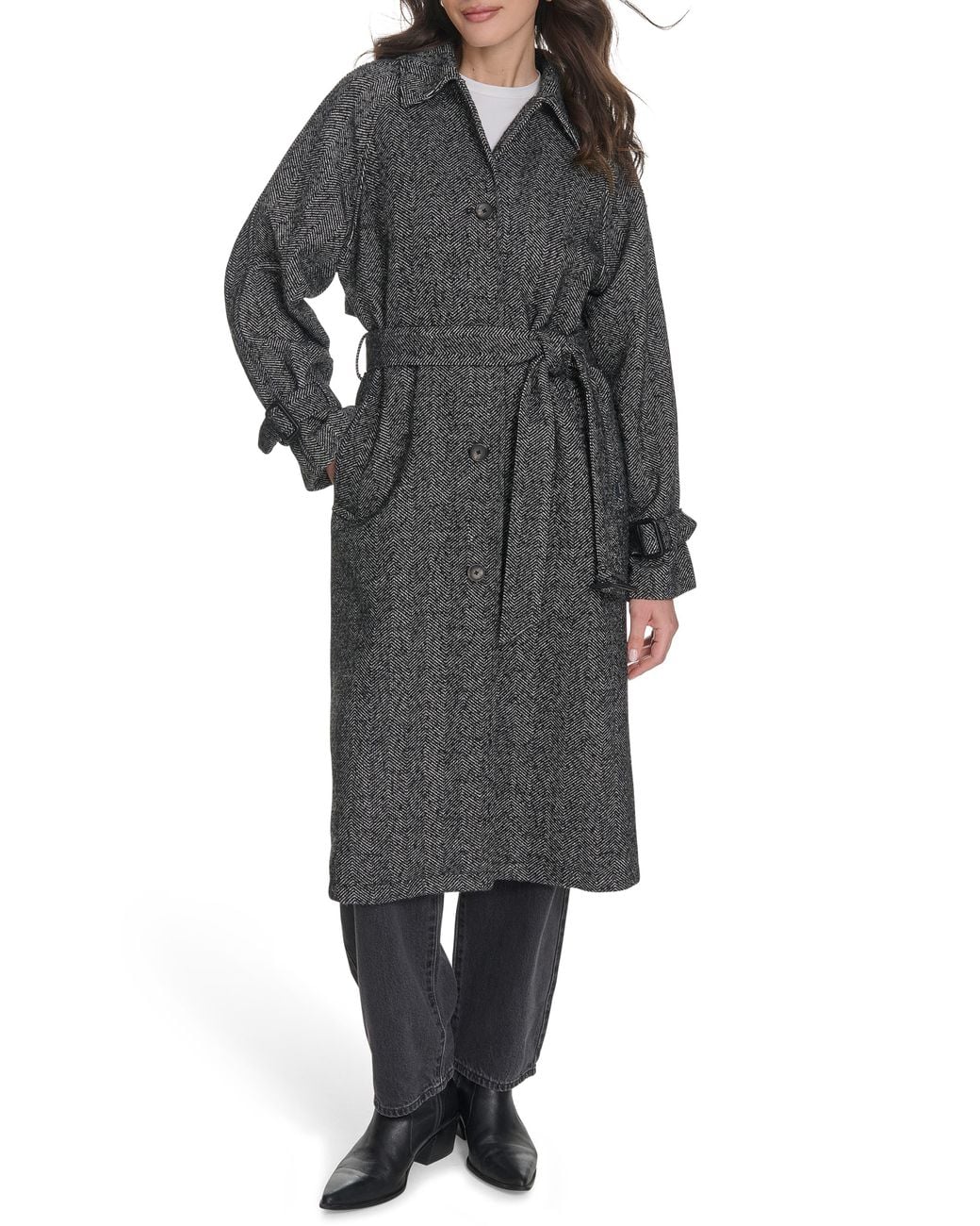 Levi's Black Belted Longline Coat
