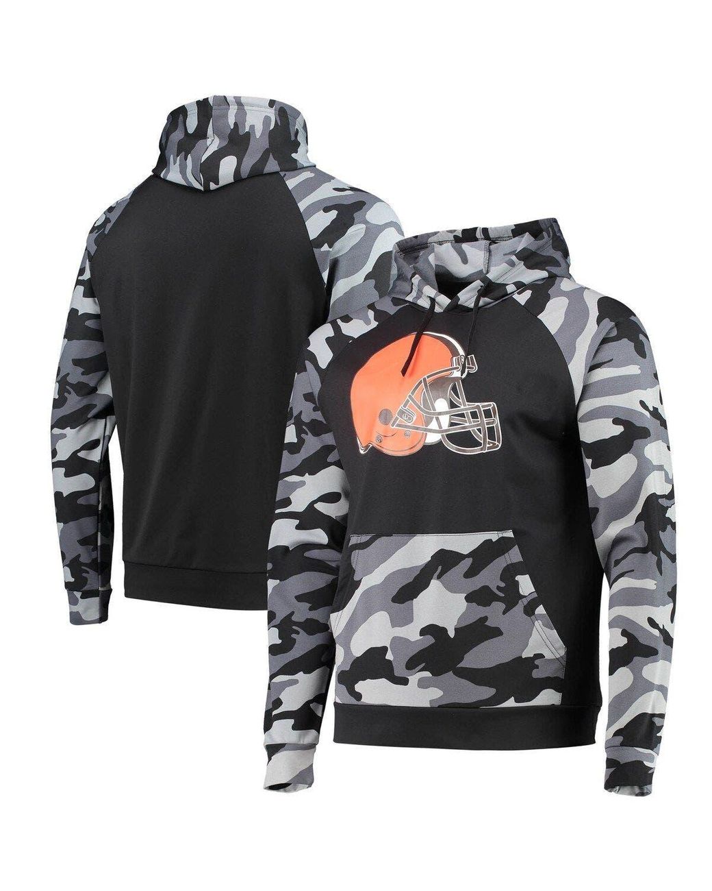 New England Patriots FOCO Camo Raglan Pullover Hoodie - Black