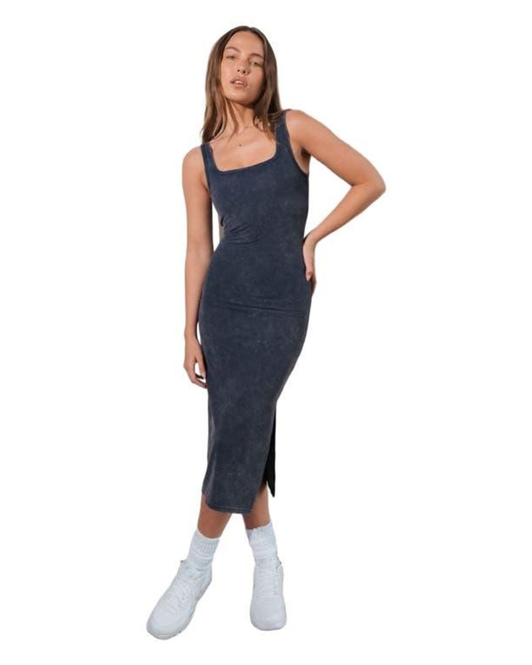 Vitaly Blue Cloud Ii Rib Basic Midi Dress