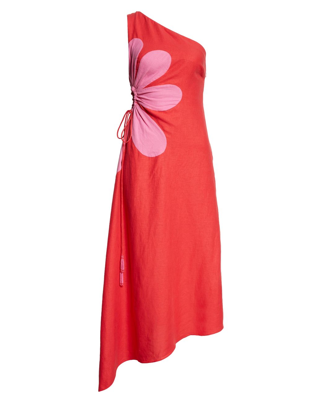 FARM Rio Cutout One-shoulder Bead-embellished Linen-blend Midi Dress in Red | Lyst FARM Rio Cutout One-shoulder Bead-embellished Linen-blend Midi Dress in Red | Lyst