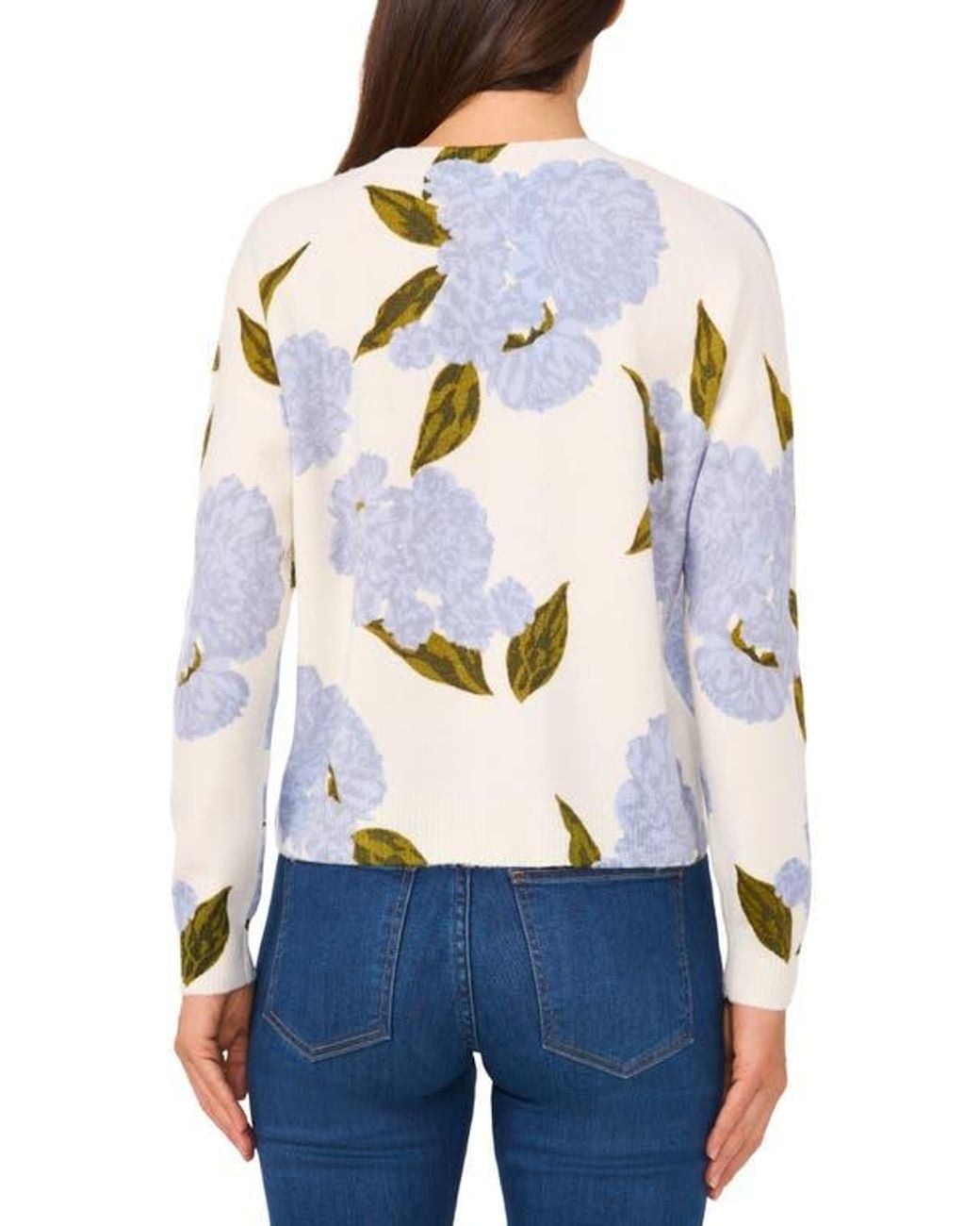 Cece Gray Hydrangea Sweater