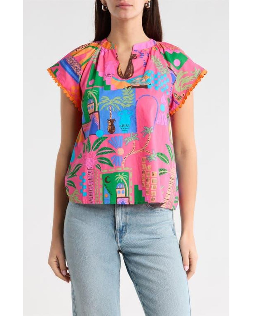 Sugarlips Pink Lanus City Ayla Split Neck Top
