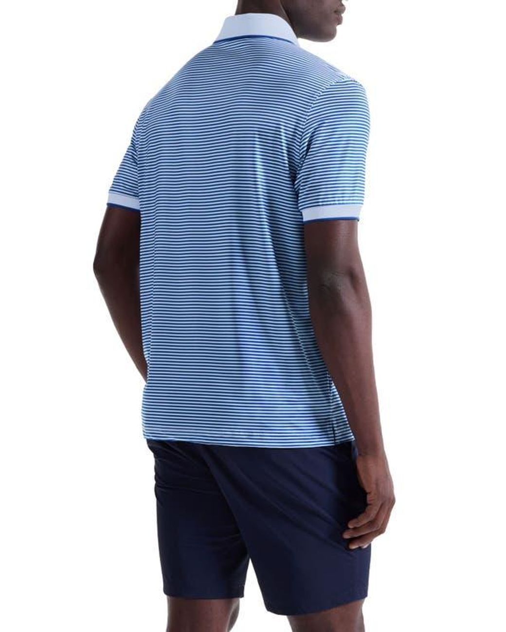 Bugatchi Blue Three-Button Performance Polo for men