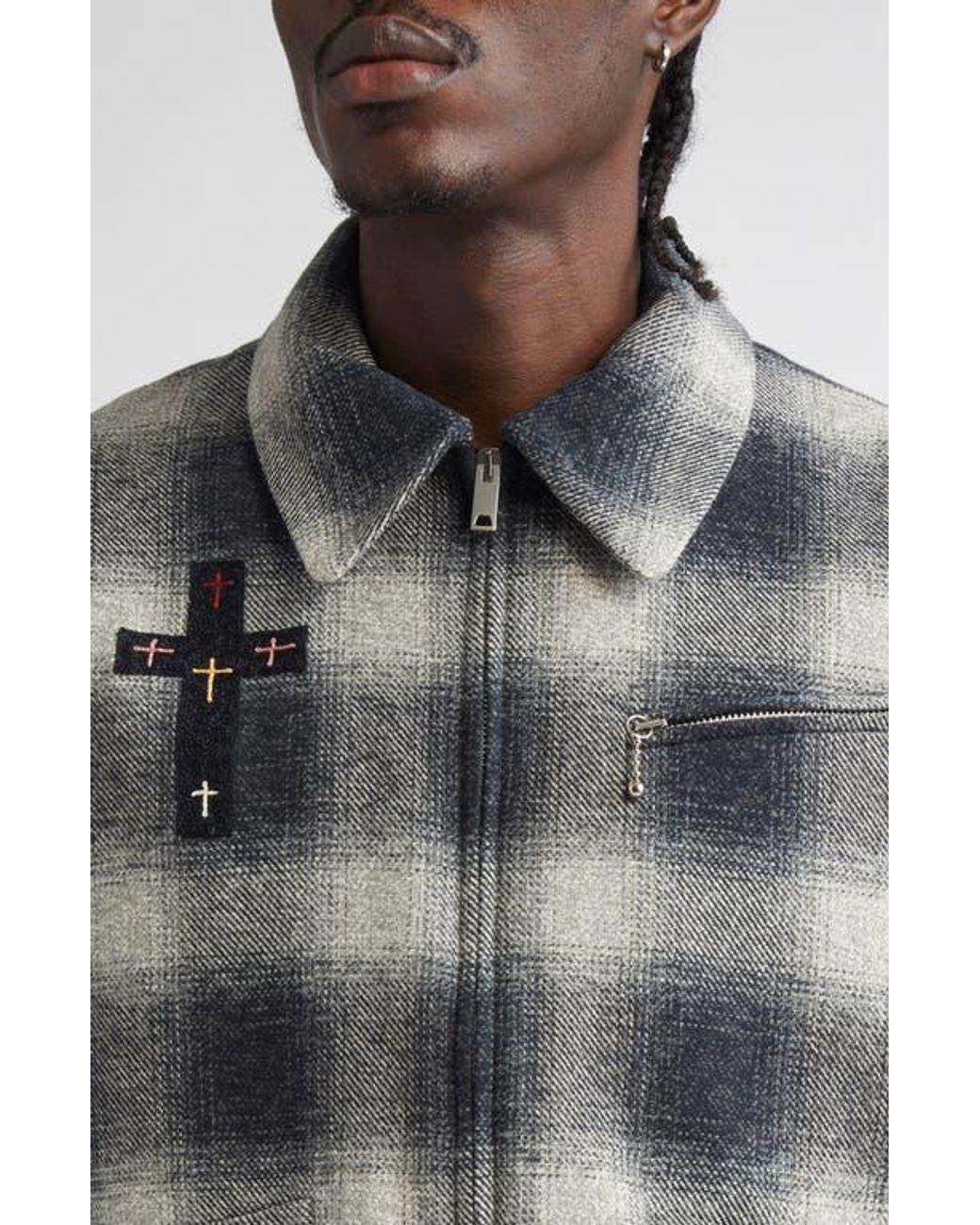 Second Layer Oracle Plaid Virgin Wool Jacket in Black for Men | Lyst