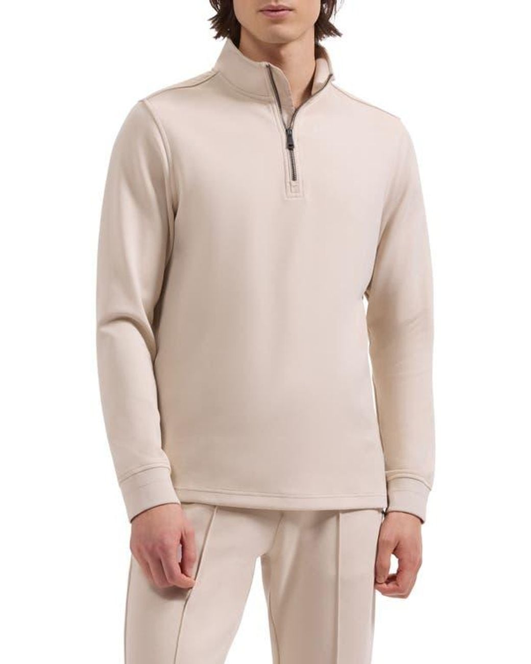 Bugatchi Natural Soft Touch Quarter Zip Sweatshirt for men