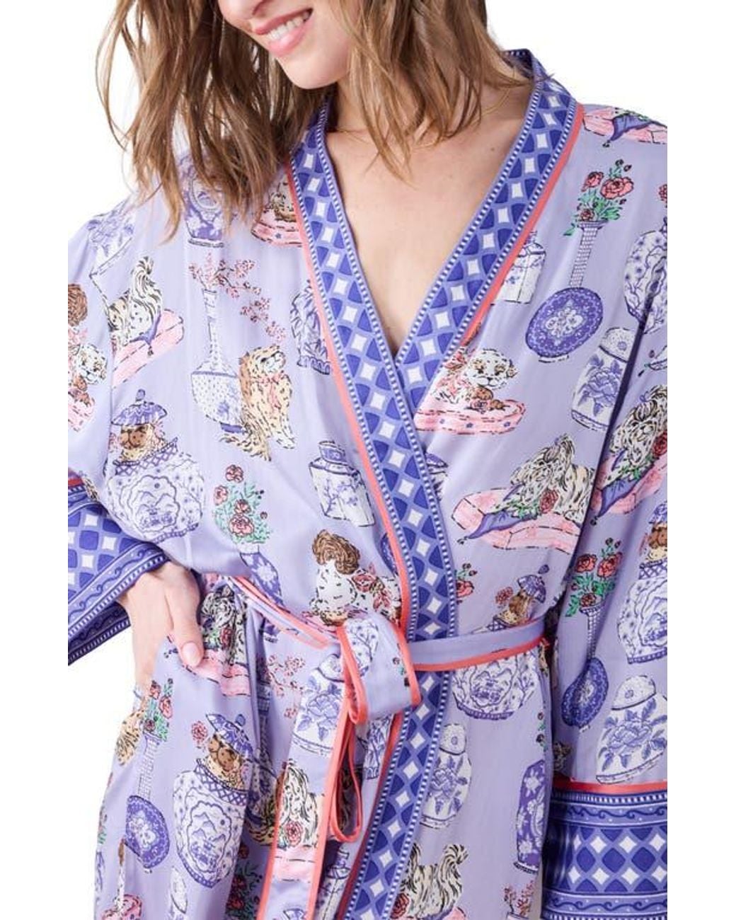 Printfresh Purple Satin Robe