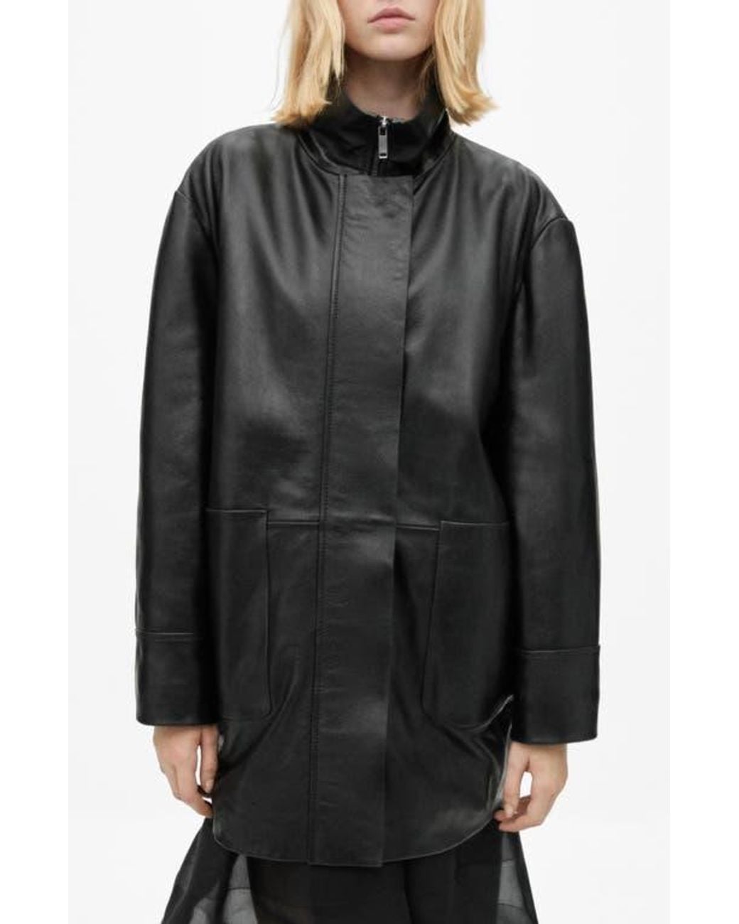 Mango Black Oversize Faux Leather Jacket
