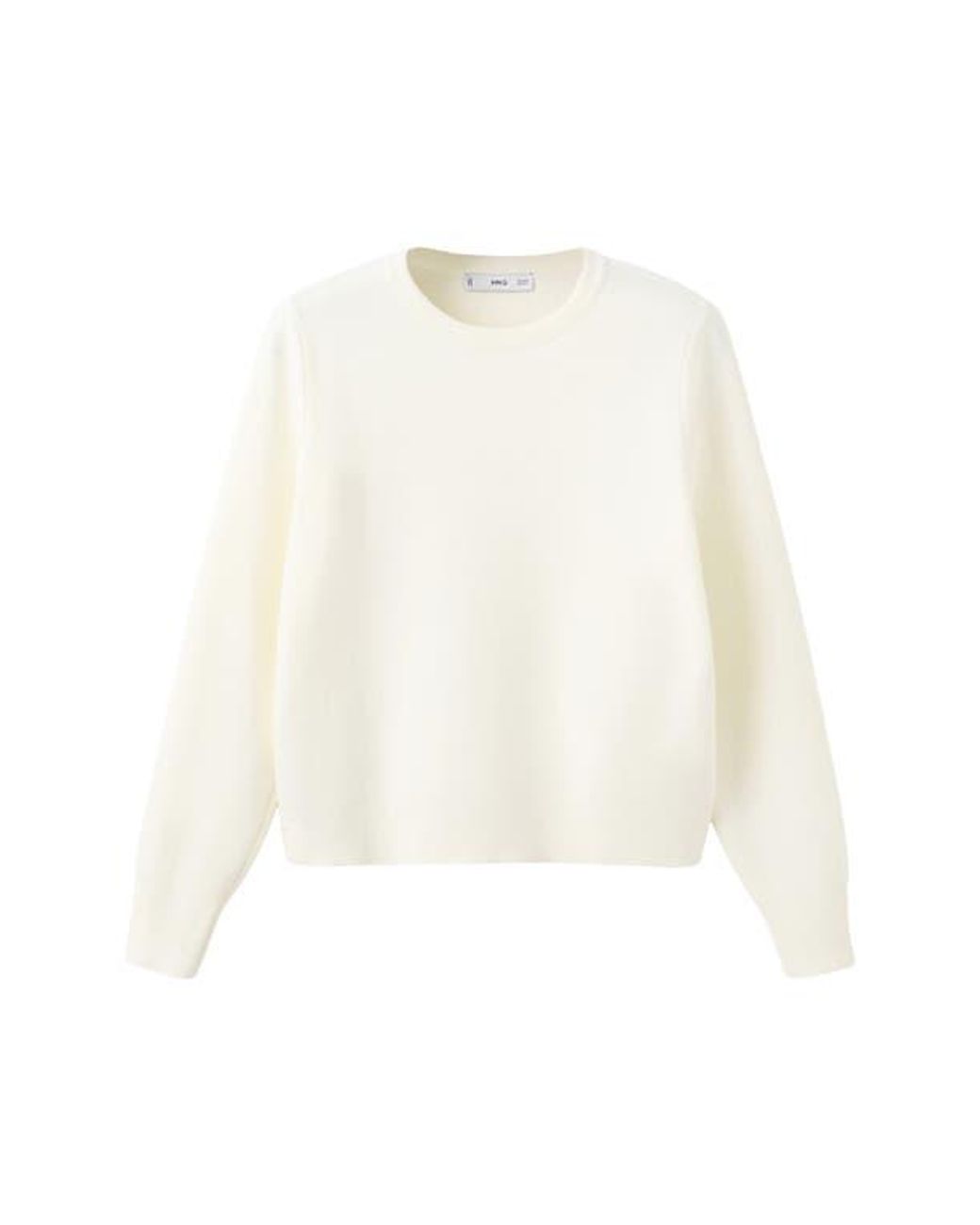 Mango White Button Cuff Sweater