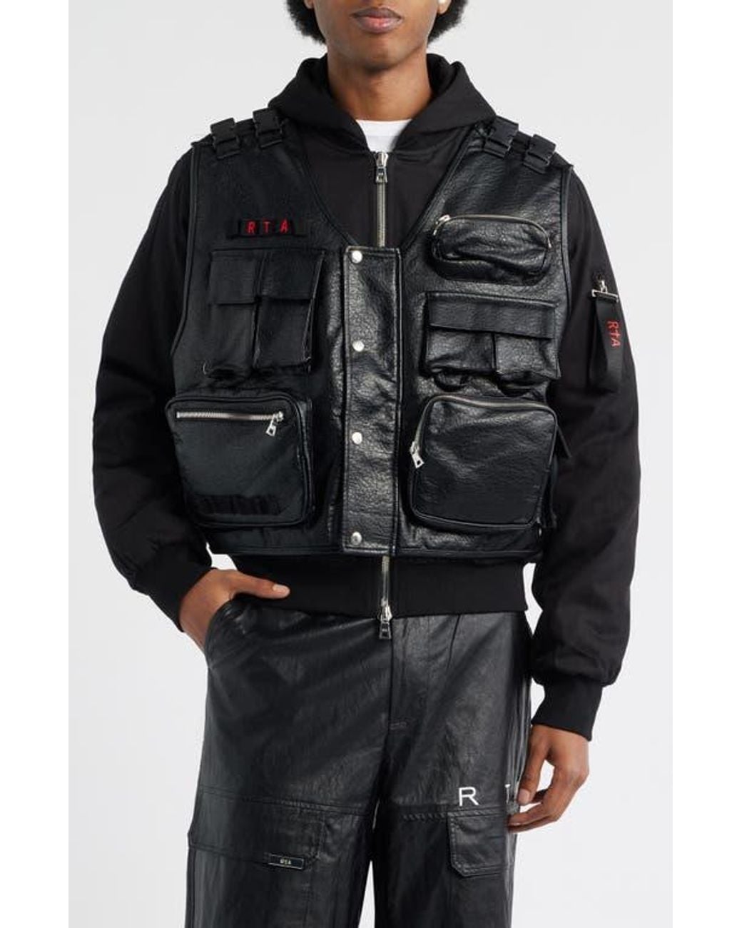 Rta Jacket RTA Geronimo Tactical Mixed Media Hooded Bomber Jacket in Black for Men ...