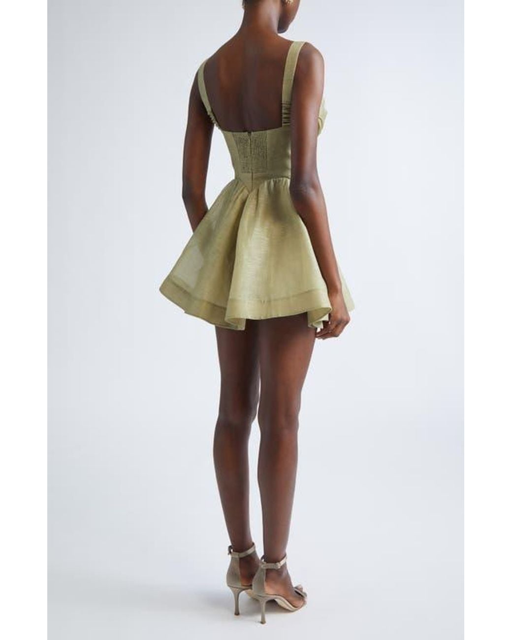 slim fit dress slacks Zimmermann brown printed long sleeve ruffle detail mini dress - BOPF main image 0