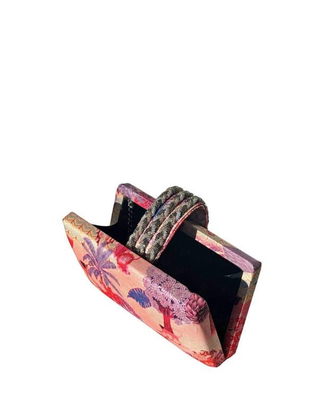 Simitri Red Printed Braid Clutch