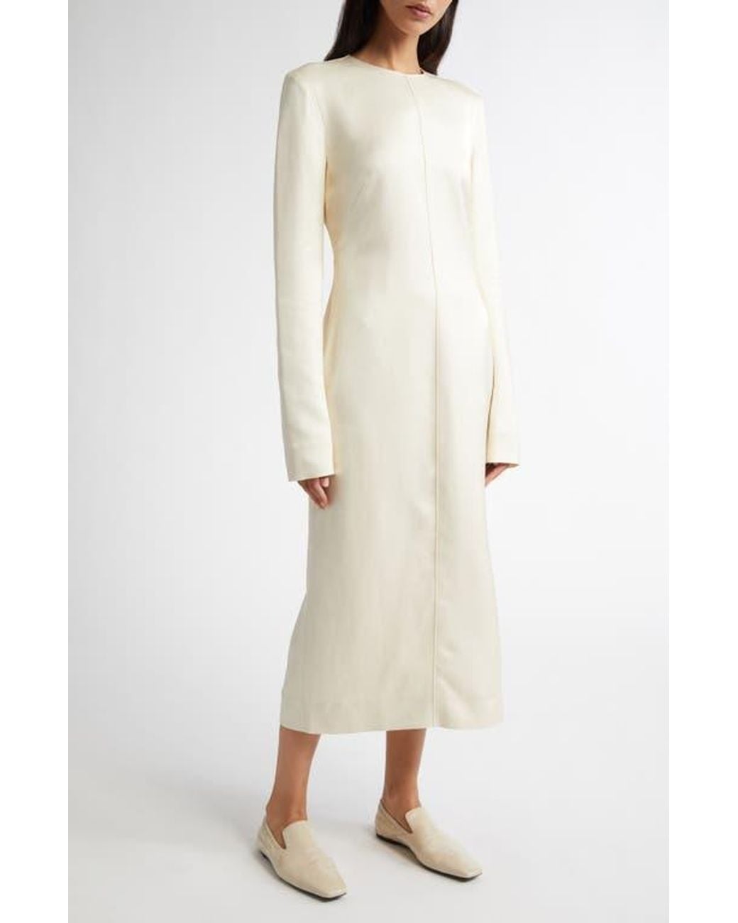 fitted lace wedding dress Long Sleeve Satin Midi