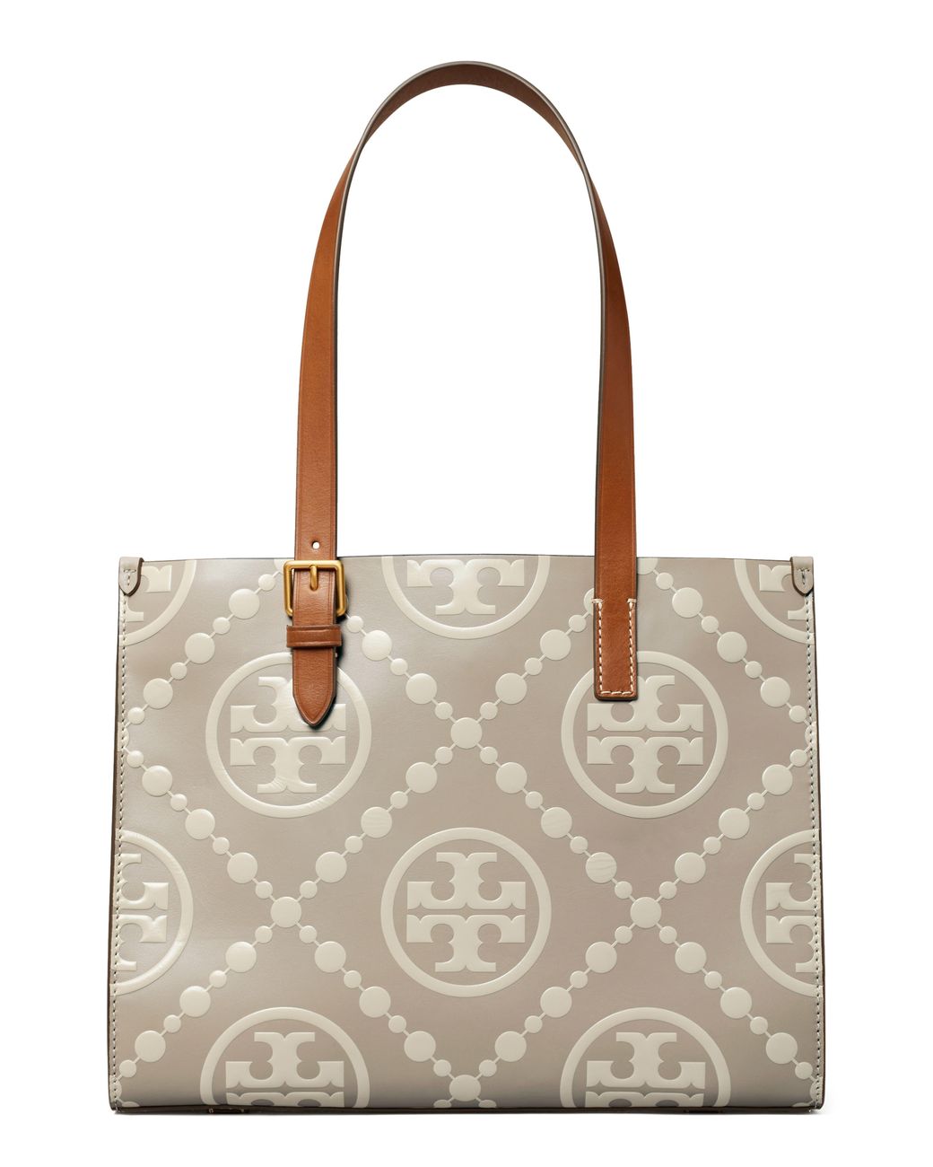 Tory Burch Small T Monogram Contrast Embossed Tote in Natural Lyst