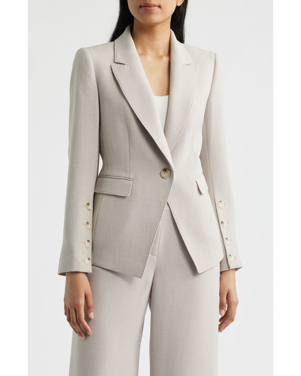 Tahari Gray One-Button Blazer