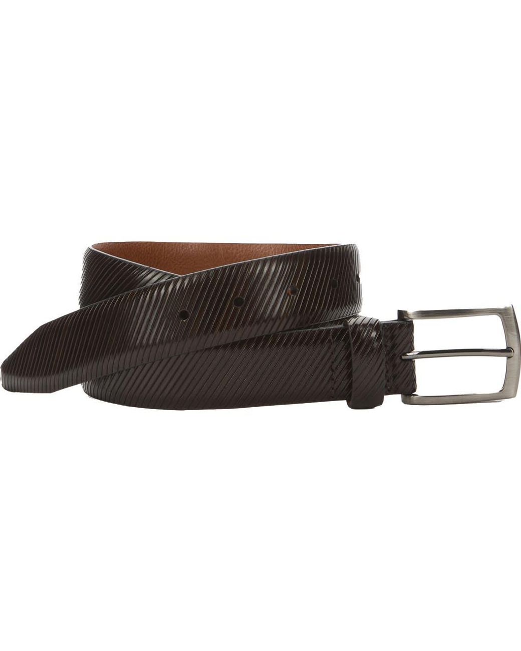 Johnston & Murphy Brown Diagonal Embossed Leather Belt for men