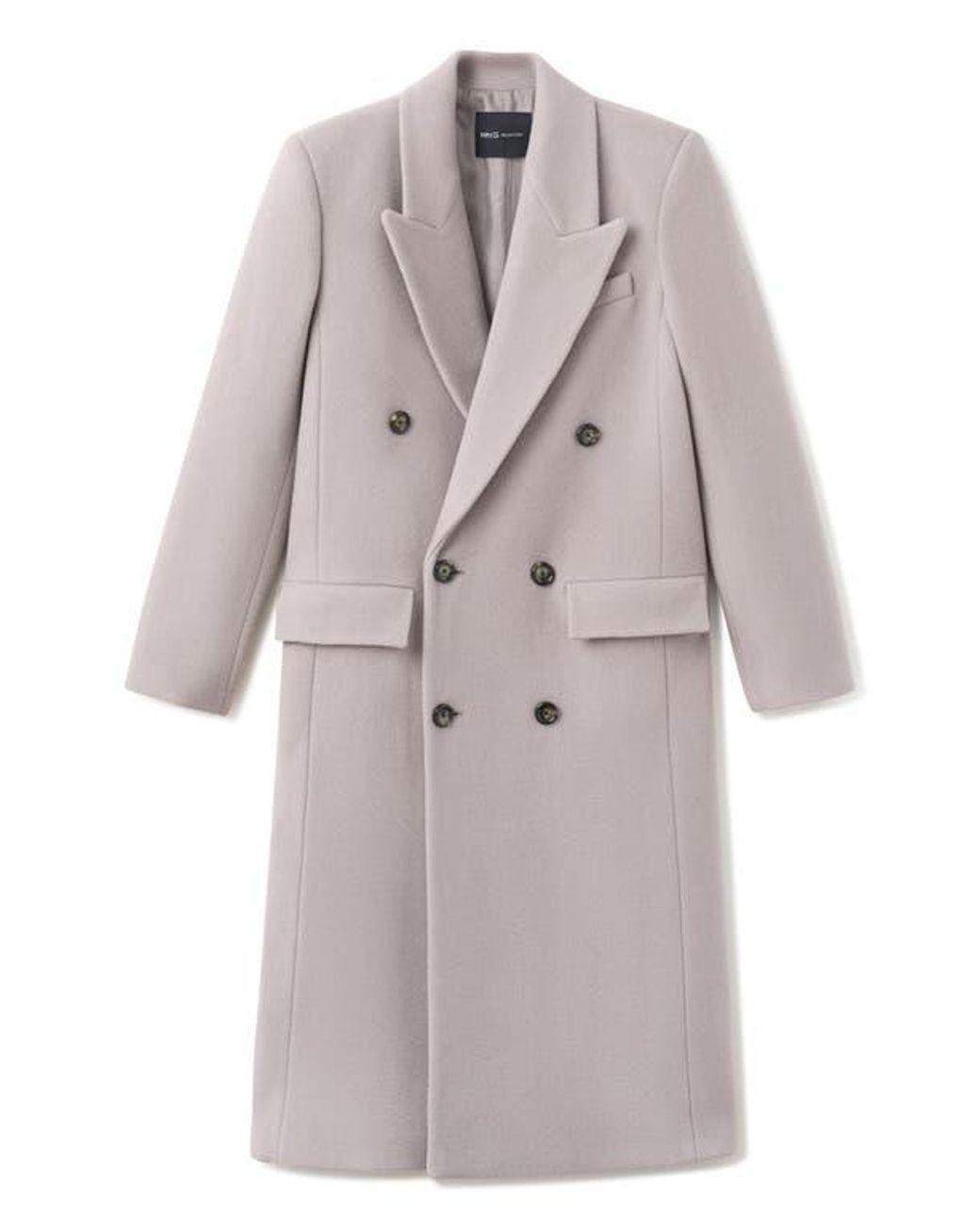 Mango Gray Double Breasted Virgin Wool Blend Coat