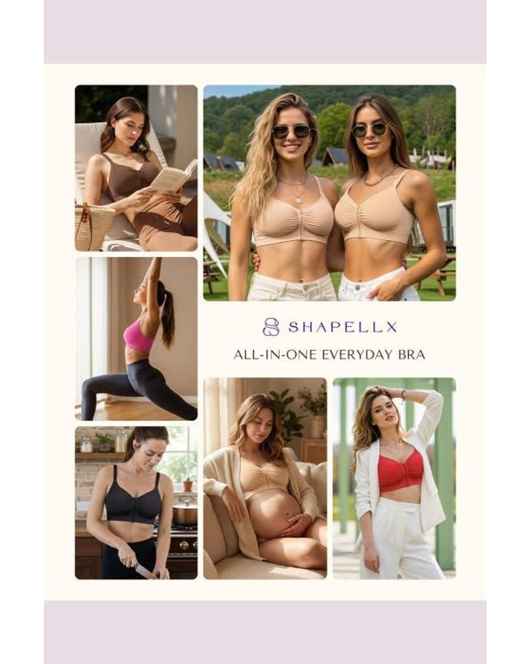 Shapellx Black Skin Flow Seamless Front-Zip Wireless Bra
