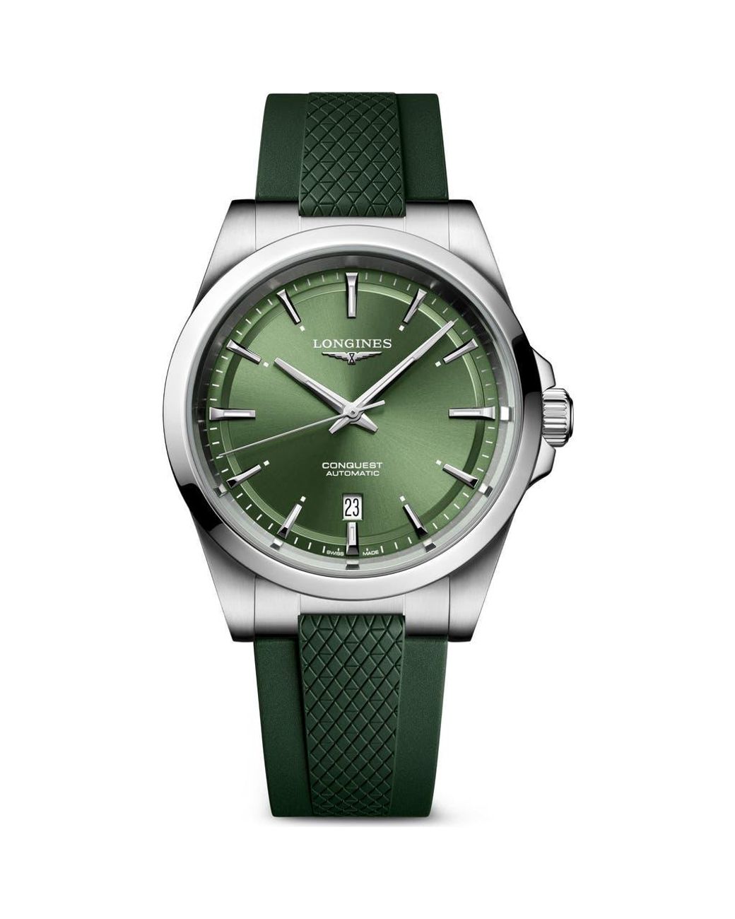 Longines Green Conquest Automatic Rubber Strap Watch, 41Mm for men