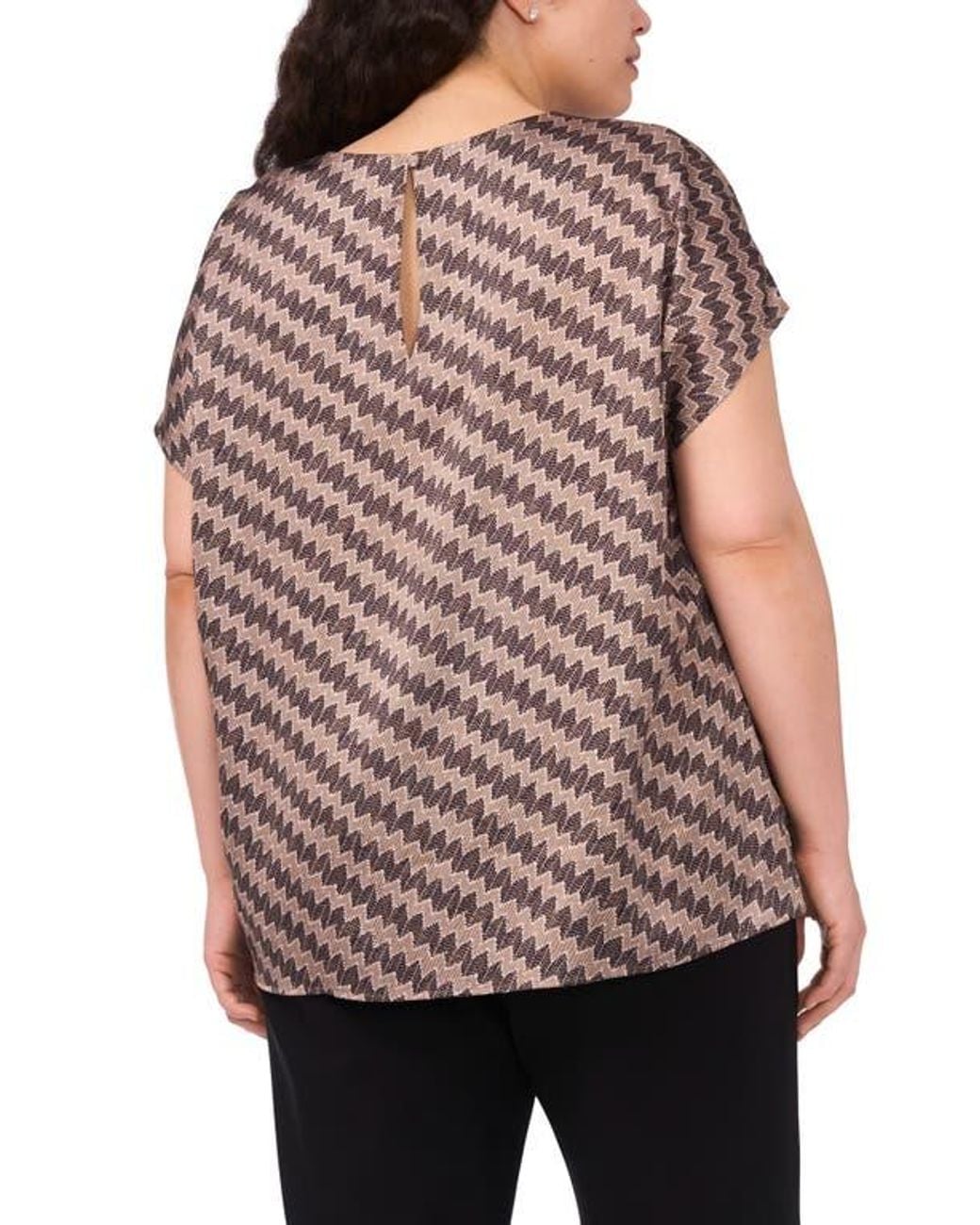 Halogen® Black Zigzag Dot Print Cap Sleeve Shell