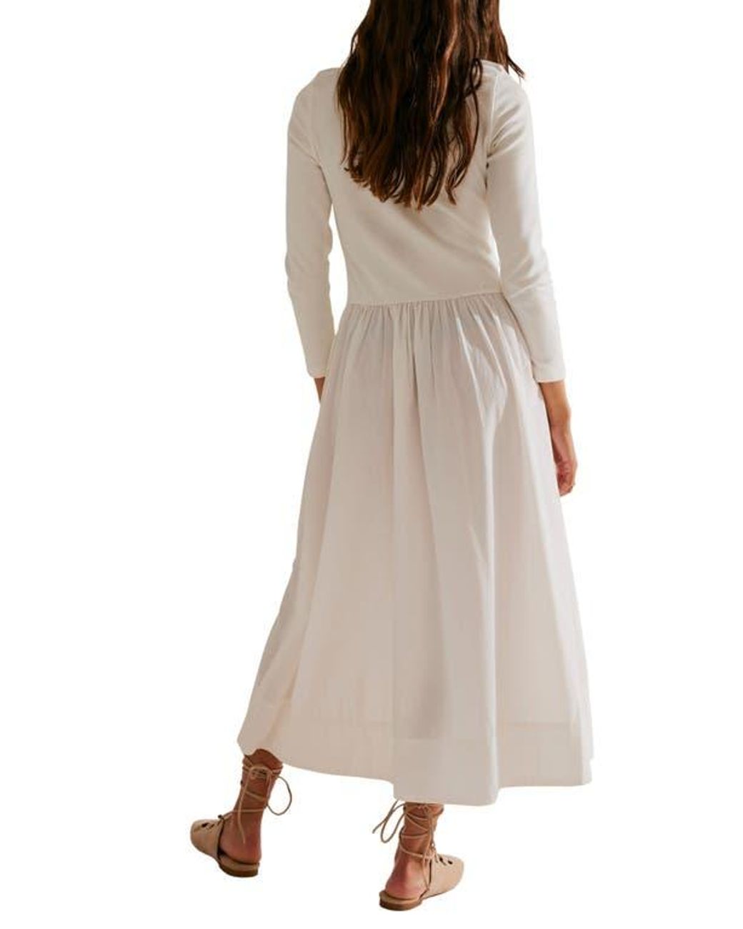 Free People Aelia Long Sleeve Maxi Dress in Natural | Lyst