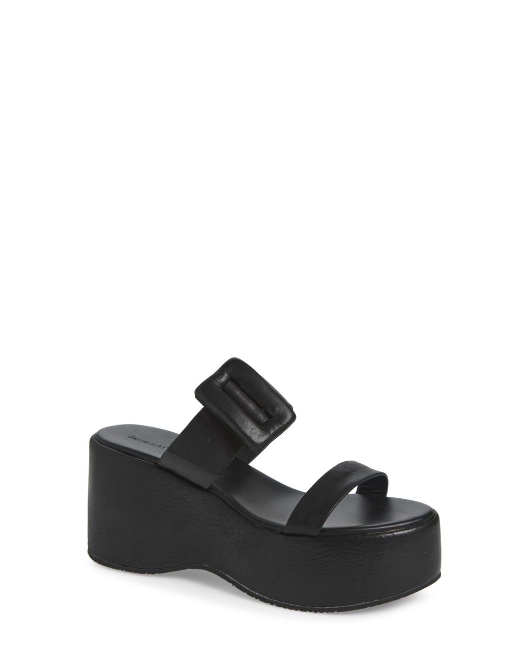 Chocolat Blu Black Platform Wedge Sandal