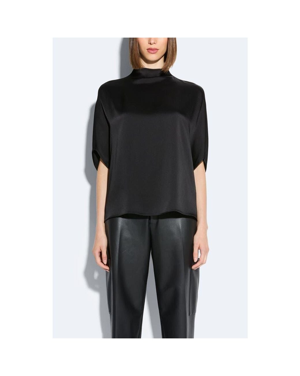 LAPOINTE Black Satin Cape Tee