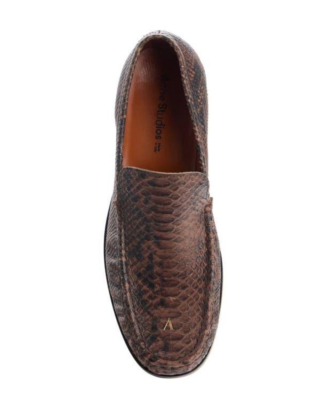 Acne Brown Python Print Loafer for men