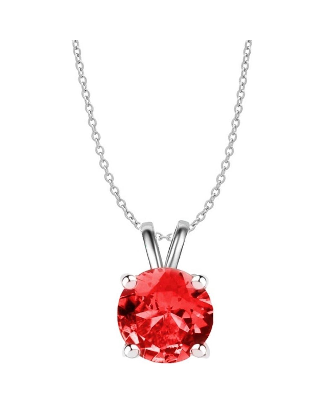 Donatello Gian Red Sterling Round Created Ruby Necklace