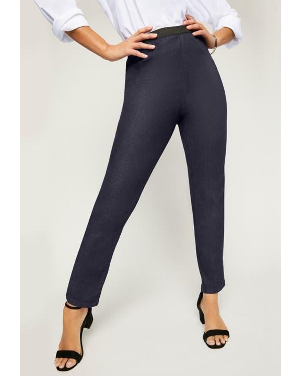 Jessica London White Stretch Denim Straight-Leg Jegging