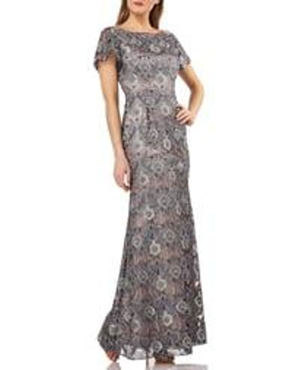 js collections lace peplum gown