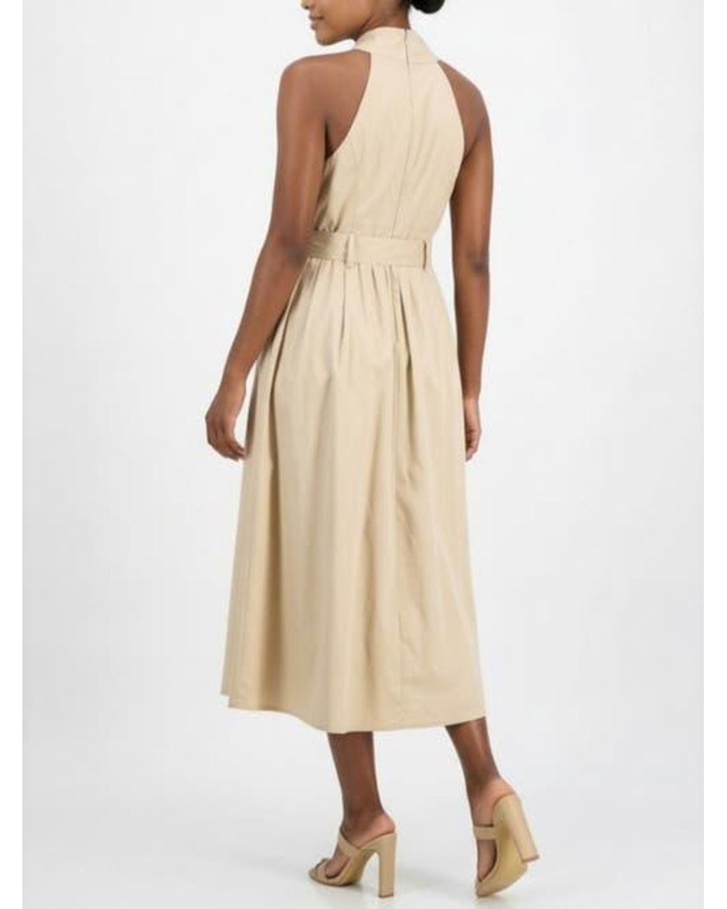 Rachel Roy Natural Tory Twist Neck Belted Midi Dress