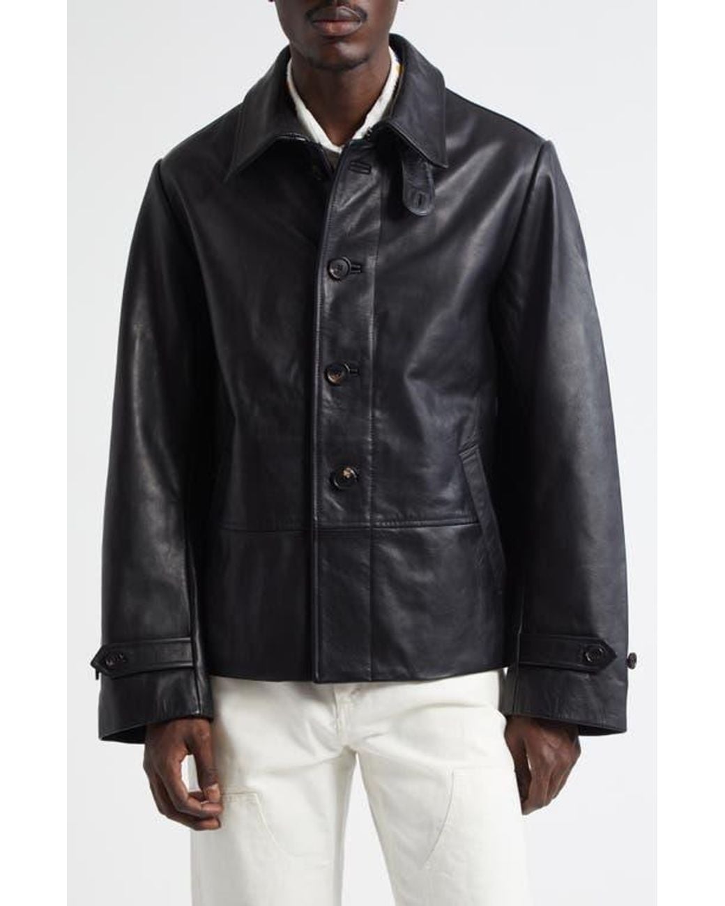 Bode Black Cropped Continental Coat for men