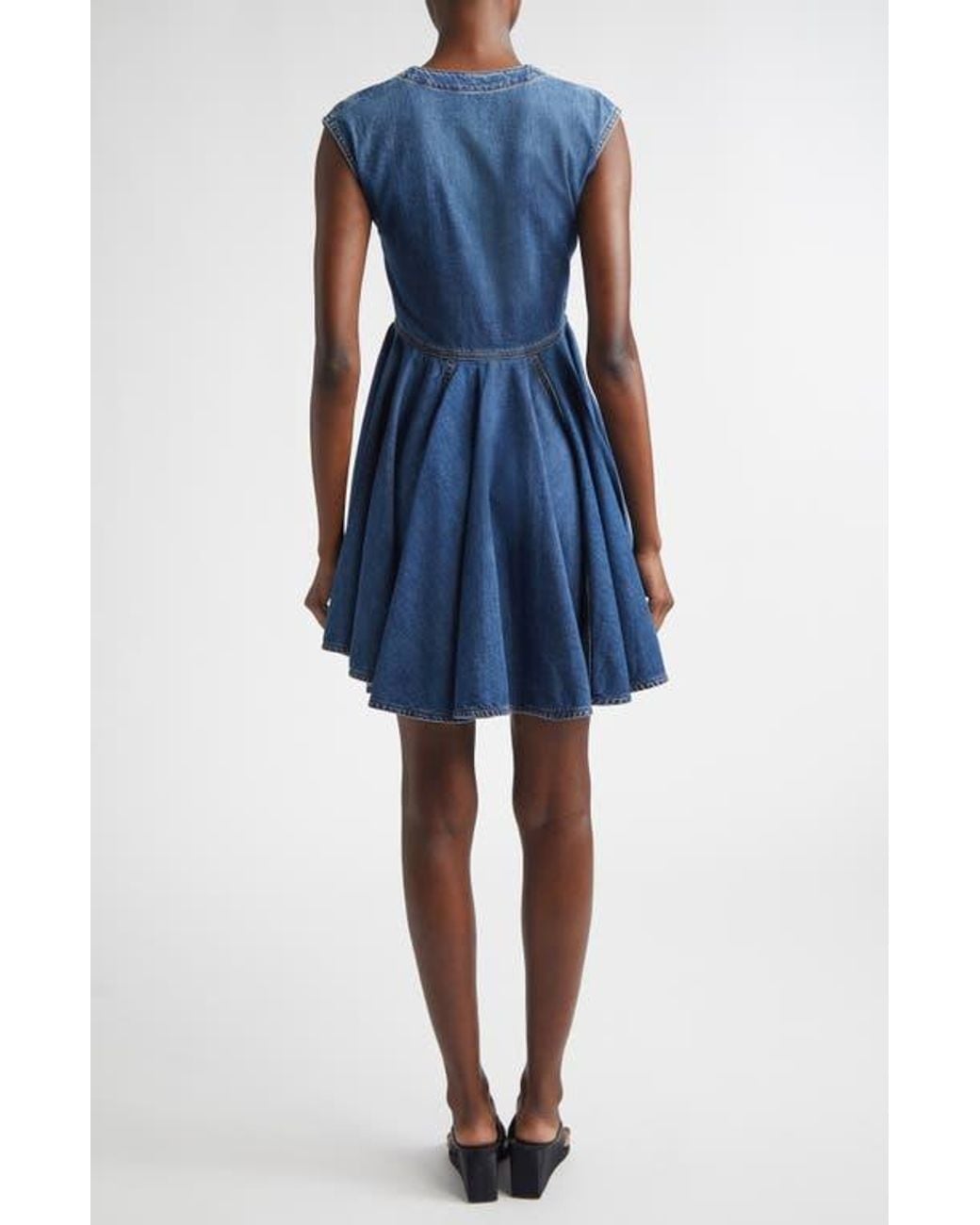Alaa Denim Wrap Dress in Blue | Lyst Alaa Denim Wrap Dress in Blue | Lyst