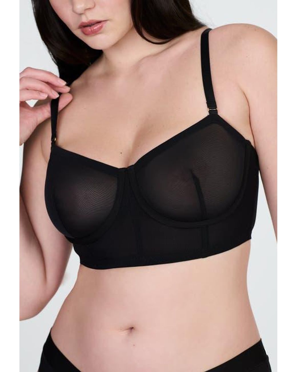 CUUP Gray The Longline Bra Mesh