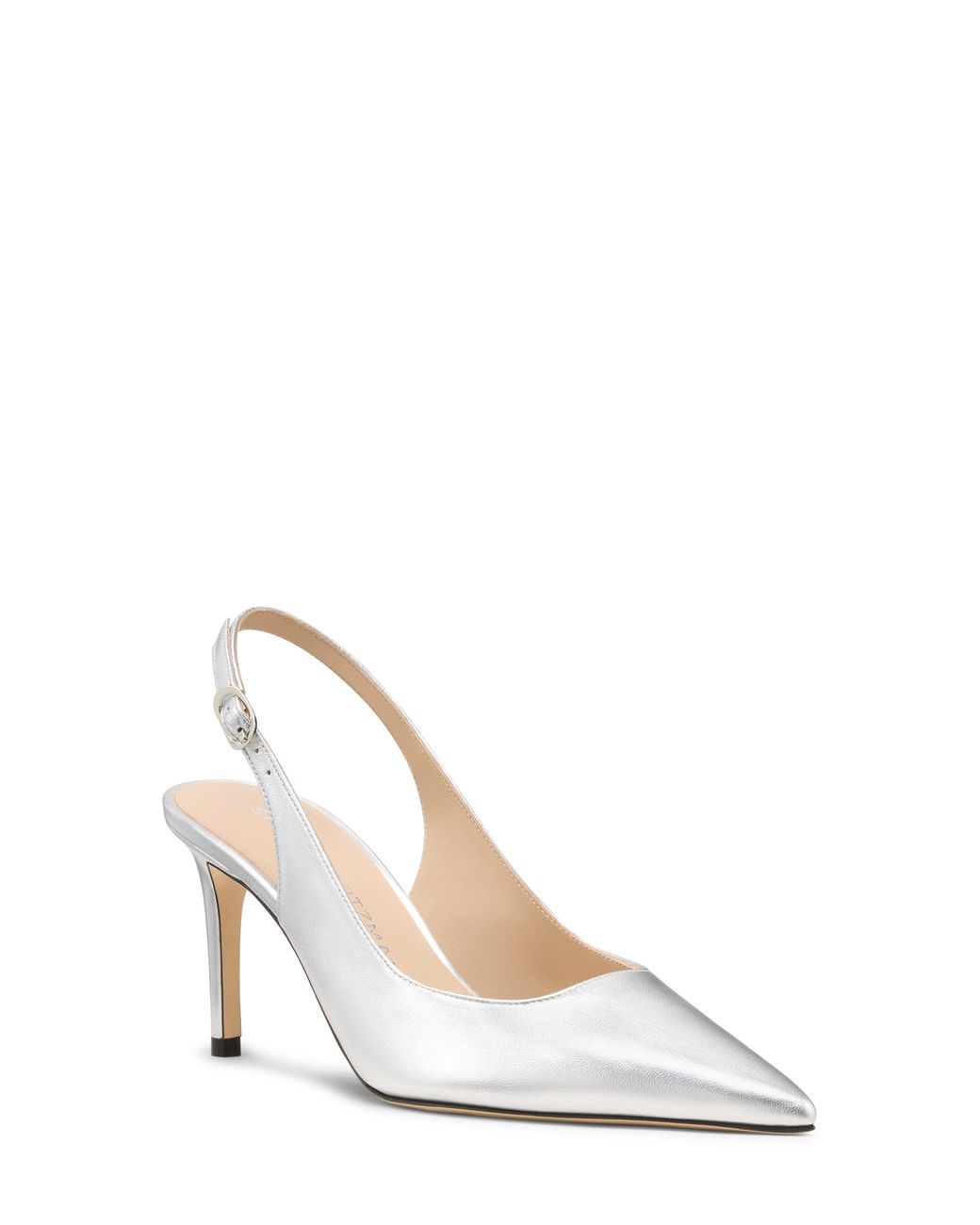 Stuart Weitzman White Power Pointed Toe Slingback Pump