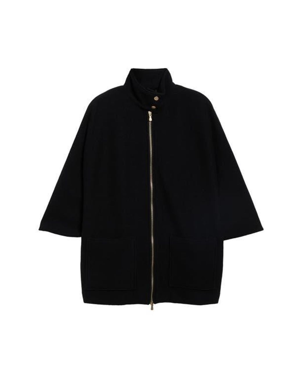 Eleventy Black Full Zip Wool Coat