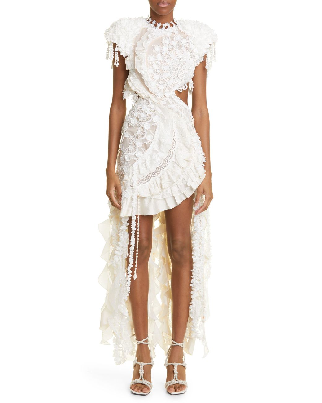 Zimmermann Wonderland Lace Frill Dress in White Lyst