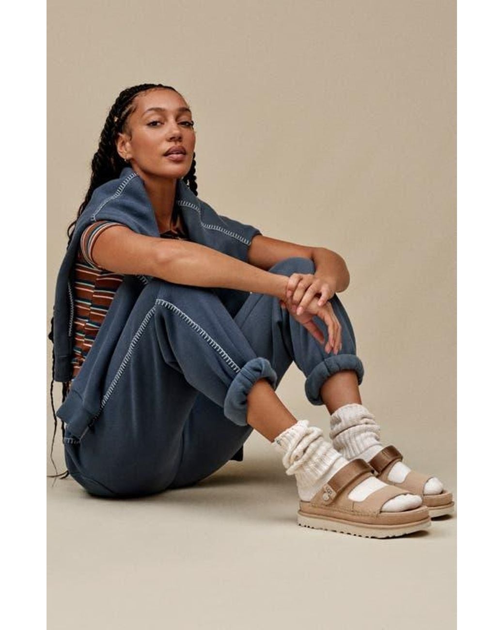 Ugg Natural Goldenstar Glide Platform Sandal
