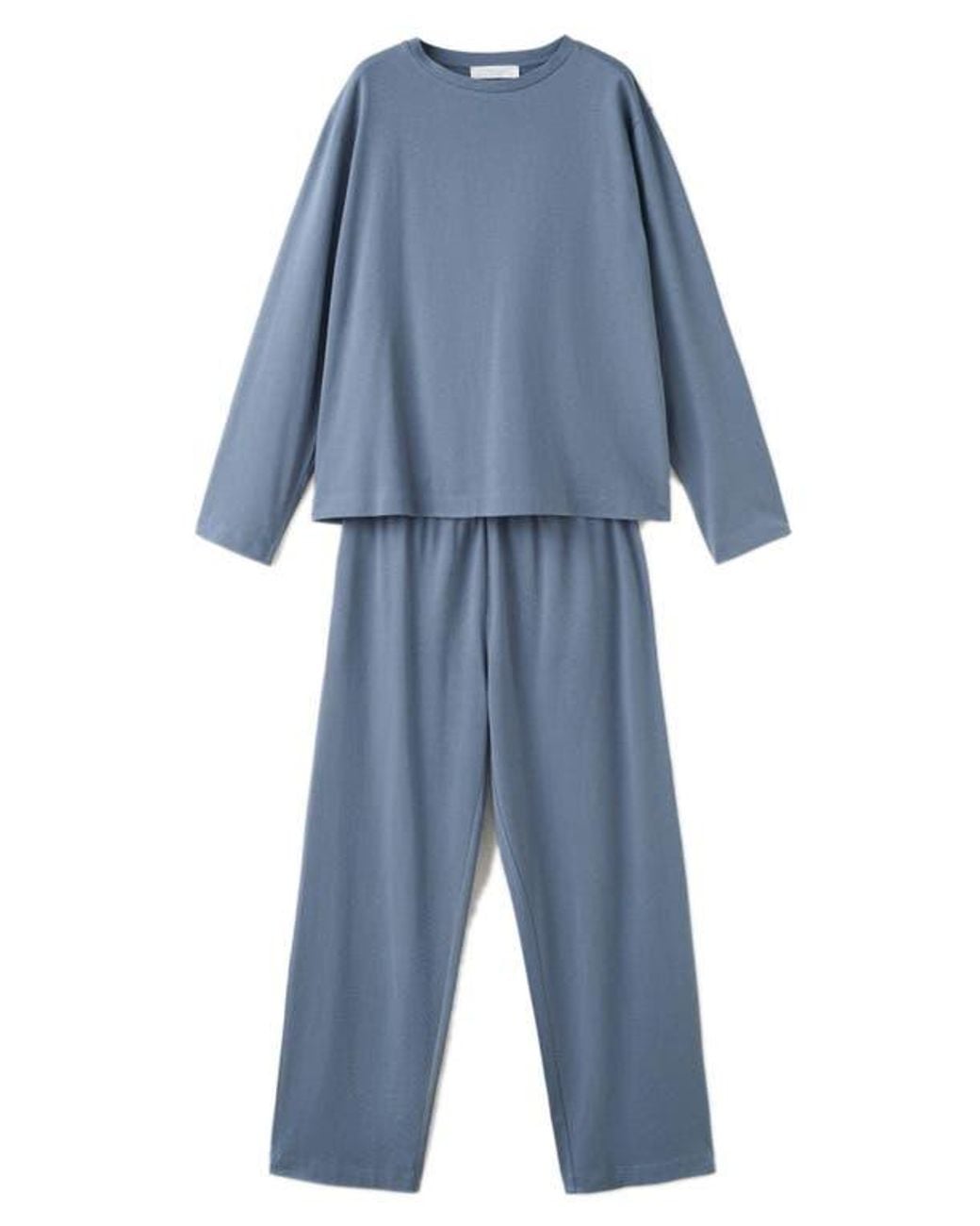 Mango Blue Plain Cotton Pajamas